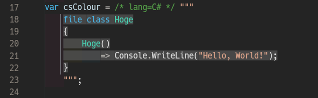 /*lang=C#*/ (VS)