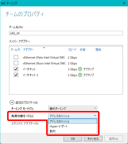 負荷分散モード